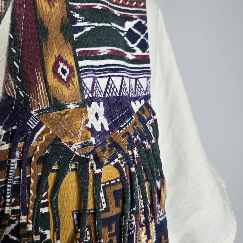 Vintage 90s Backroad Blues‎ Southwestern Vest Sewn Tshirt Crewneck Small Womens - Picture 6 of 10